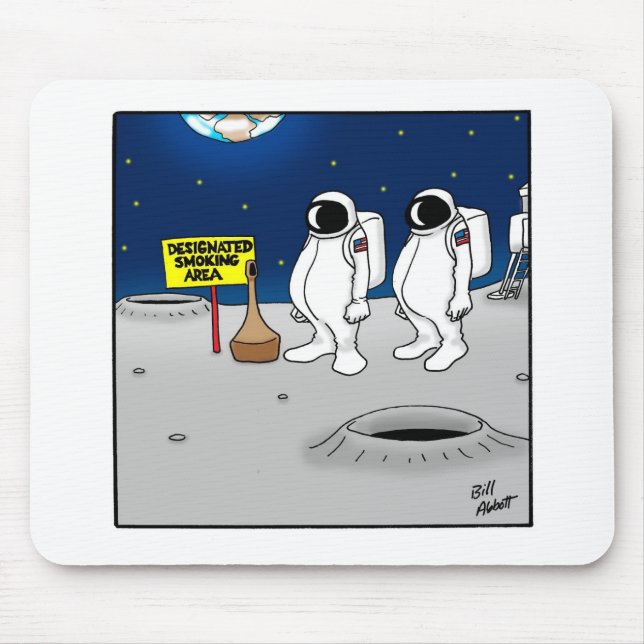 Funny Smoking in Space Cartoon Gifts Mouse Pad (Front)