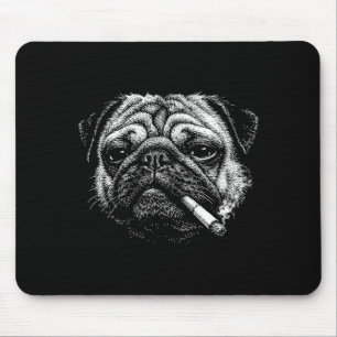 Funny smoking pug cigarette meme smoky dog  mouse pad
