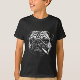 Funny smoking pug cigarette meme smoky dog  T-Shirt