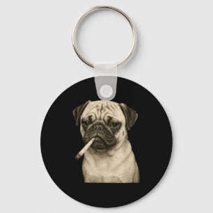 Funny Smoking Pug Dog Cigarette Gen Z Meme Graphic Keychain
