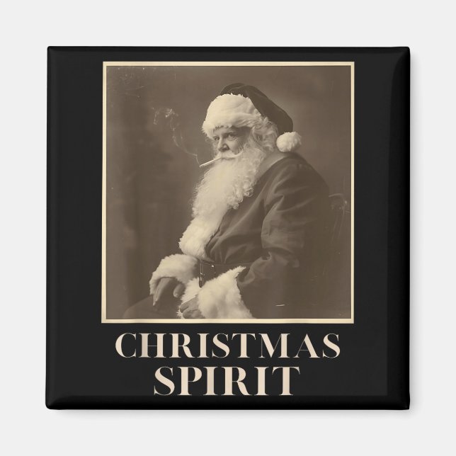 Funny Smoking Santa Claus Christmas Srit Vintage  Magnet (Front)