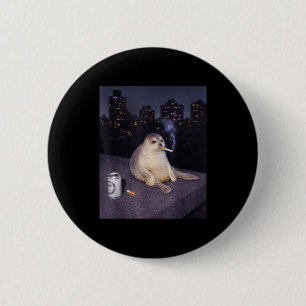 Funny smoking seal meme 2 inch round button