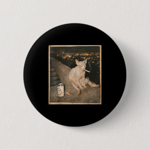 Funny Smoking Sphynx Cat Meme Funny 2 Inch Round Button