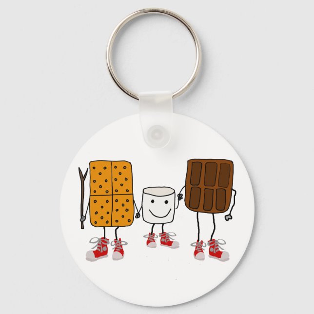 Funny Smores Characters Cartoon Keychain (Front)