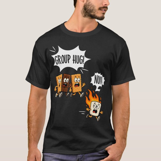 Funny Smores Group Hug Camping Campfire Roasting M T-Shirt (Front)