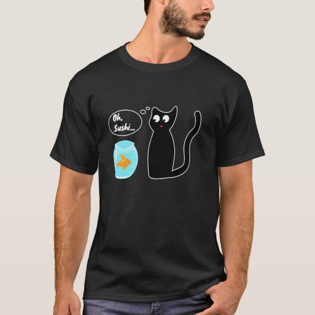Funny Snaccidents Happen  Oh Sushi Cat Goldfish Gl T-Shirt (Front)