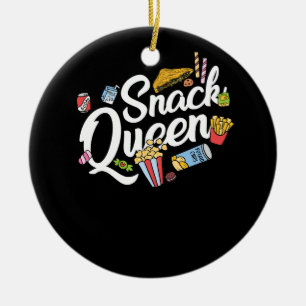 Funny Snack Lover Designs For Women Girls Snack Qu Ceramic Ornament