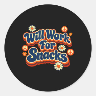 Funny Snack Lover Food Humour Retro Groovy Classic Round Sticker