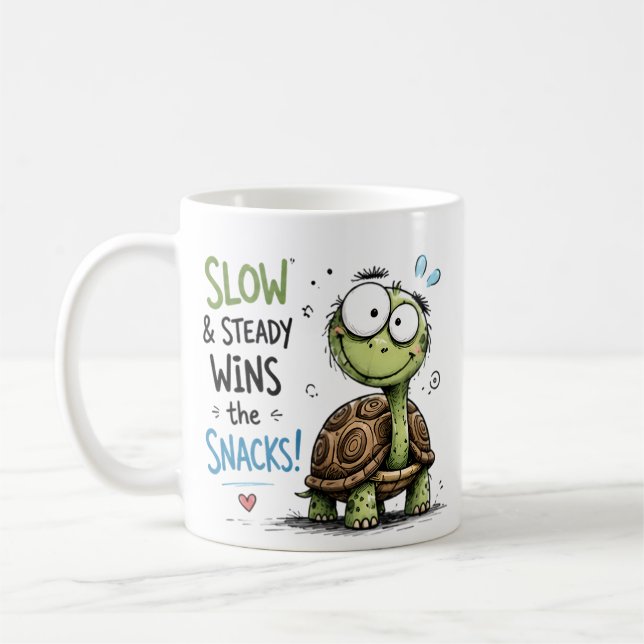 Funny Snack Lover Turtle Graphic Tee for Kids Coffee Mug (Left)