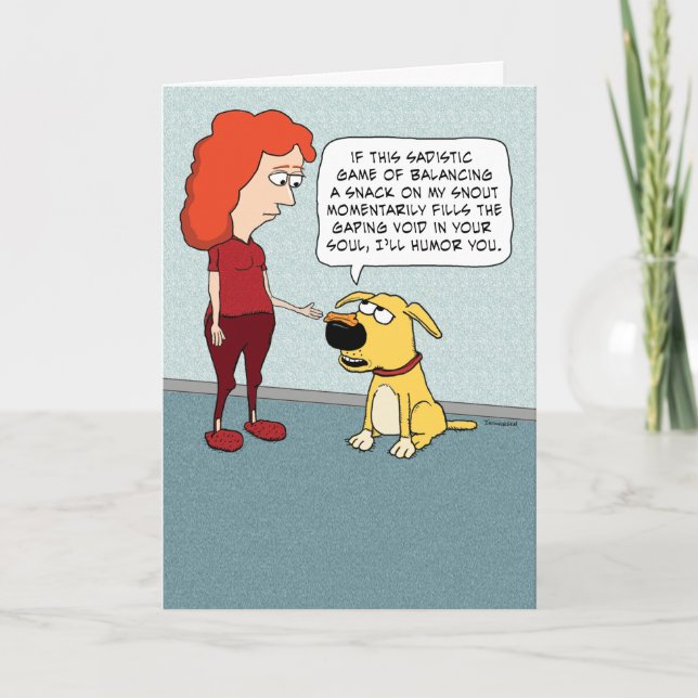 Funny Snack on Dog Snout Birthday Card (Front)