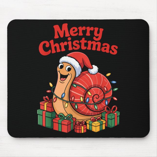 Funny Snail Santa Hat Animals Lovers Ugly Christma Mouse Pad (Front)