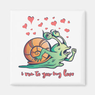 Funny Snail Valentine Running Magnet