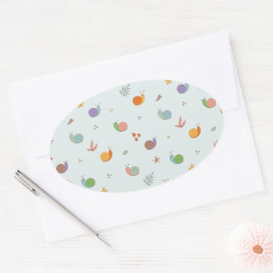 Funny snails oval sticker