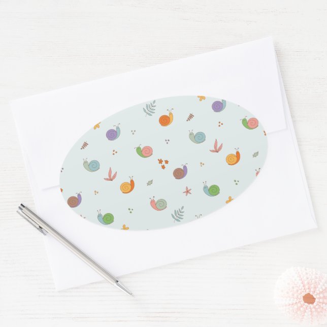Funny snails oval sticker (Envelope)