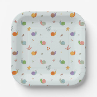 Funny snails paper plate
