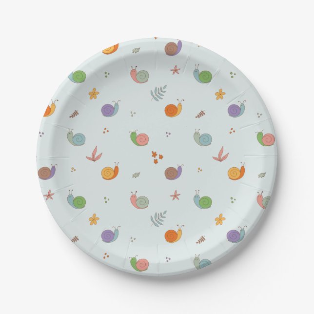 Funny snails paper plate (Front)