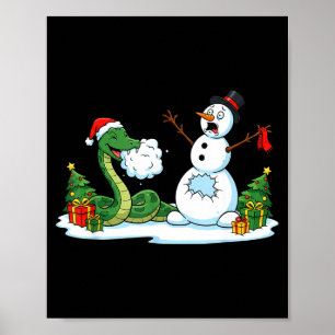 Funny Snake Snowman Christmas Tree Xmas Womens Men Poster