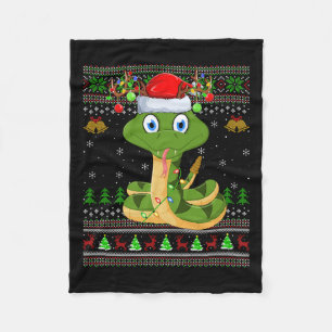 Funny Snake Ugly Christmas Sweaters Holiday Santa  Fleece Blanket
