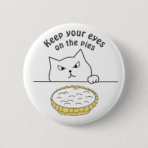 Funny Sneaky Cat after Cream Pie Illustration 2 Inch Round Button