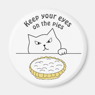 Funny Sneaky Cat after Cream Pie Illustration Magnet