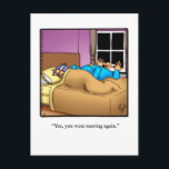 Funny Snoring Husband Postcard<br><div class="desc">Enjoy spreading the laughter with this hilarious snoring husband postcard by artist Bill Abbott. Bill Abbott's cartoon "Spectickles" the internationally syndicated comic has also appeared in Hallmark U.K.,  Reader's Digest and other fine magazines!</div>