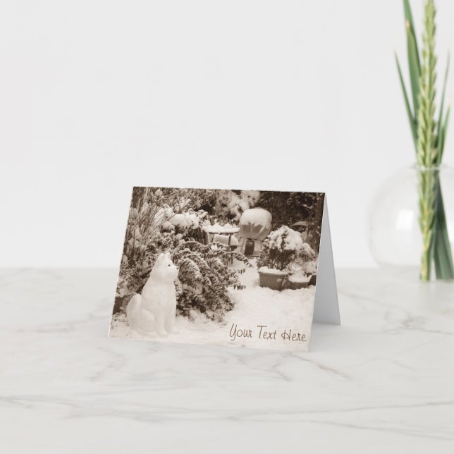 funny snow akita snowman christmas holiday card (Front)