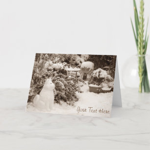 funny snow akita snowman christmas photograph holiday card