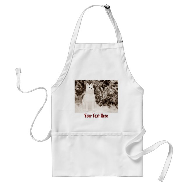 funny snow akita snowman christmas photograph standard apron (Front)