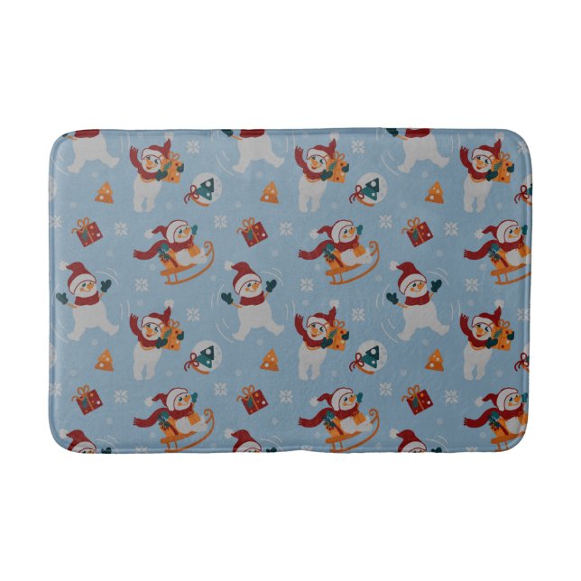 Funny snow Angel  Bath Mat (Front)