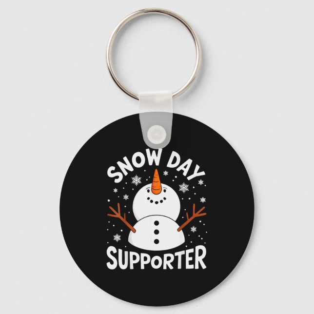 Funny Snow Day Supporter Snowflake Christmas Winte Keychain (Front)
