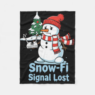 Funny Snow-fi Signal Lost Snowman Christmas Design Fleece Blanket