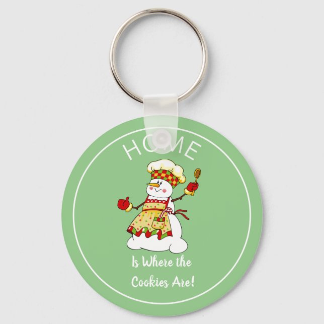 Funny Snow Lady Cookie Chef Magnet Keychain (Front)