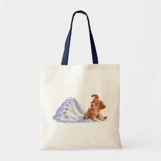 Funny Snow Slide Puppy Winter Tote Bag