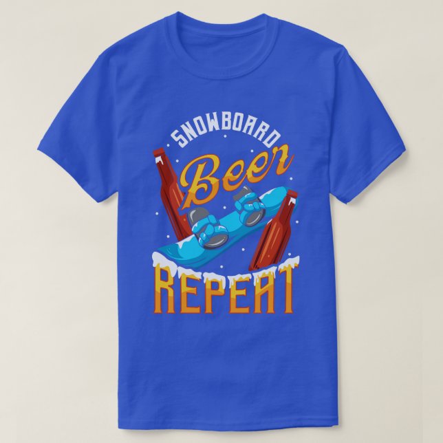 Funny Snowboard Beer Repeat Snowboarding 1 T-Shirt (Design Front)
