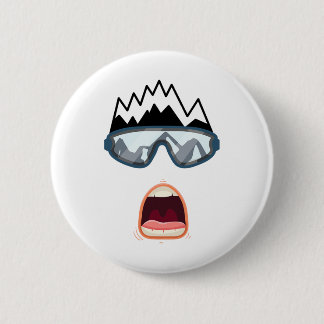 Funny Snowboard Snowboarder Skiing Face Funny Ski 2 Inch Round Button