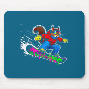 Funny Snowboard Squirrel Outfit Mount Animal Pets Mouse Pad