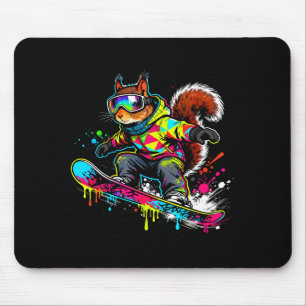 Funny Snowboard Squirrel Outfit Mount Animal Pets Mouse Pad