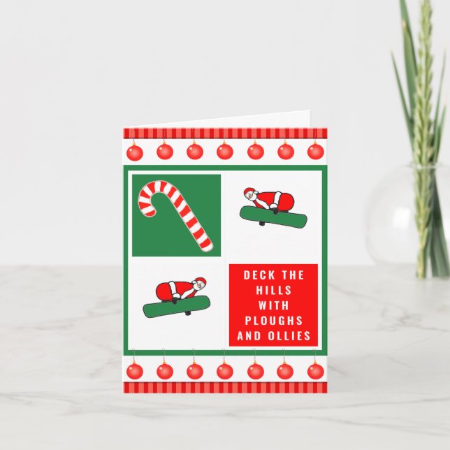 Funny Snowboarding Christmas Holiday Card (Front)