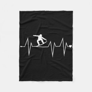 Funny Snowboarding Heartbeat Heart Pulse Rate Ekg  Fleece Blanket