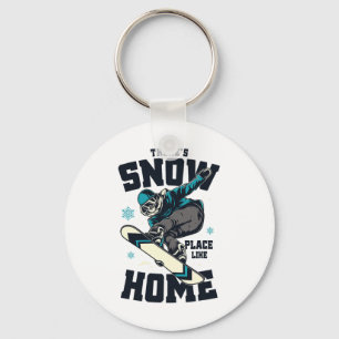 Funny Snowboarding Shirt There's Snow Place Like H Keychain
