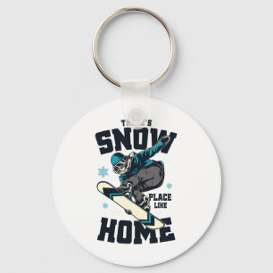 Funny Snowboarding Shirt There's Snow Place Like H Keychain