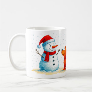 Funny Snowman and Dog Winter Coffee Mug