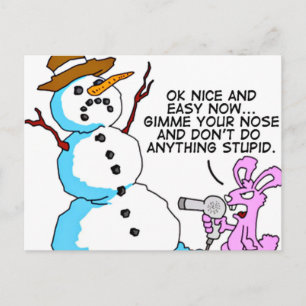 Funny Snowman Carte postale de Noël