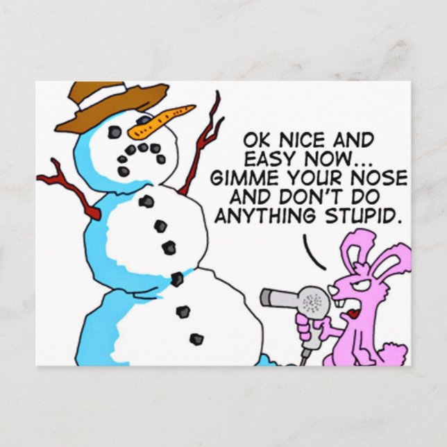Funny Snowman Carte postale de Noël (Devant)
