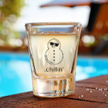 Funny Snowman Chillin' Cheeky Sippers  Humourous Shot Glass<br><div class="desc">Chillin - Cheeky Sippers - Take a shot with a side of pun. A funny shot glass featuring a fun snowman with sunglasses combined with the word snowman Say goodbye to boring barware and hello to a touch of humour with every sip. Each shot glass in this collection sports a...</div>