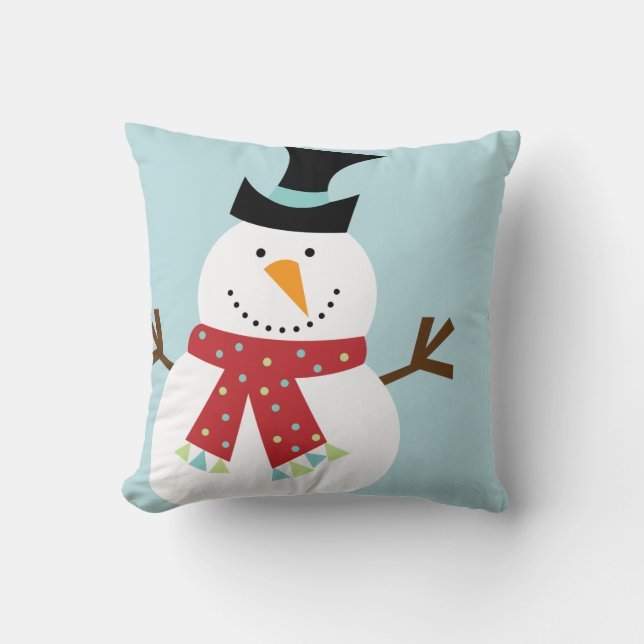 Funny Snowman Christmas Custom Throw Pillow (Front)