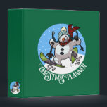 Funny Snowman Christmas Planner Skiing Cartoon Binder<br><div class="desc">A jolly snowman on the cover of a ring binder containing your master plan for Christmas. Use "Personalise this template" to tweak the "Christmas Planner" text and create a unique, customized item. Featuring a cute snowman with a carrot nose and coal eyes, dashing through the snow on skis, in woolly...</div>