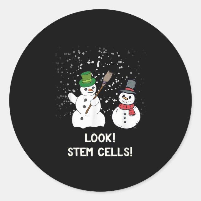 Funny Snowman Christmas Science Xmas Biology Snow  Classic Round Sticker (Front)