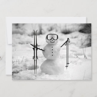 Funny Snowman Christmas Winter Sports Skiing Trip Holiday Card