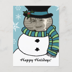 Funny Snowman Face Card... Holiday Postcard